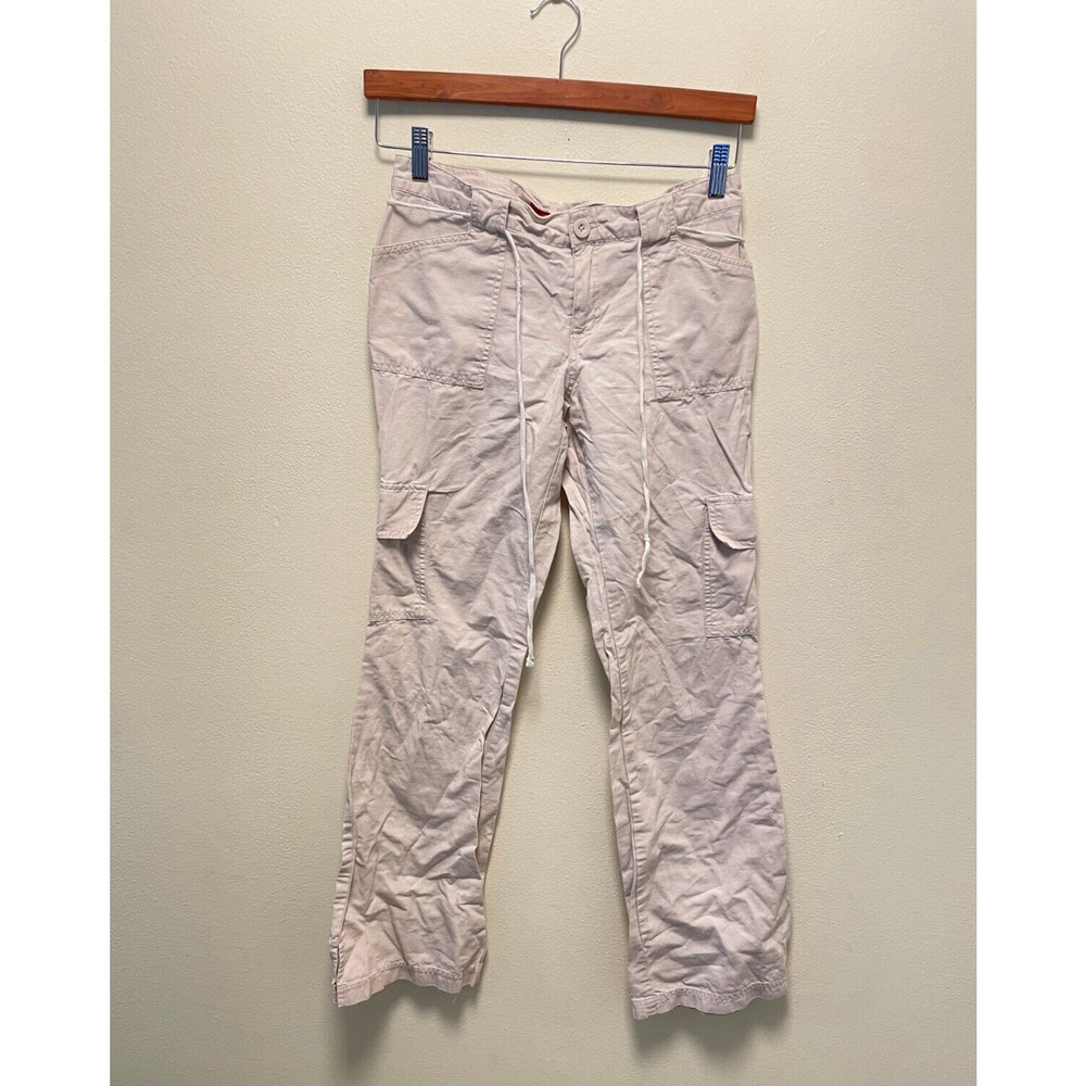 Vintage Juniors Pants Size 5 Beige Low Rise Flare Cargo Gorpcore Grunge 90s Y2K